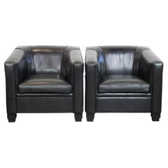 Set of 2 black sheepskin Art Deco design armchairs with high seating comfort