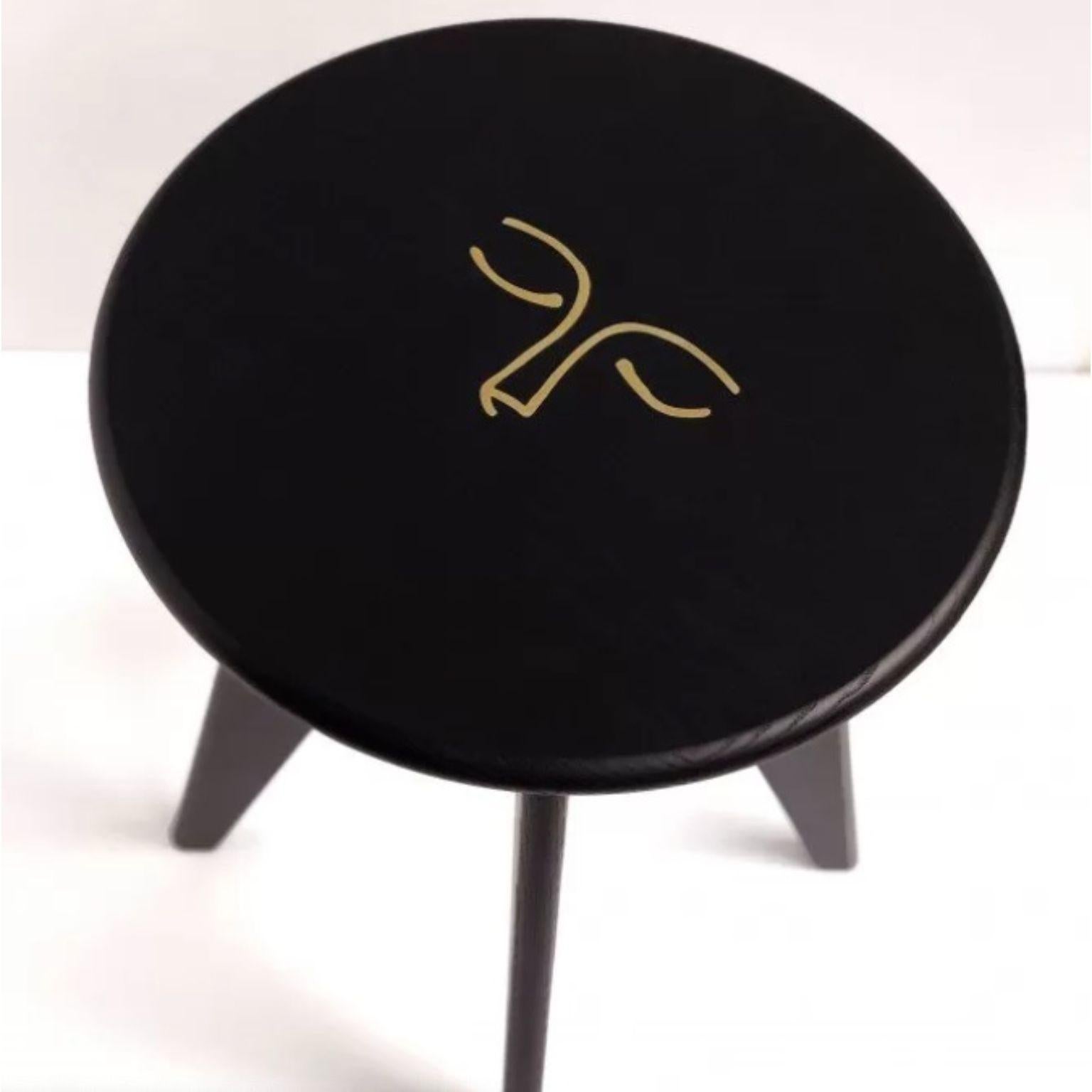Other Set of 2 Black Stained Ash ASSY Stools by Mademoiselle Jo For Sale