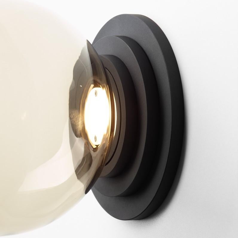 Czech Set of 2 Black Stratos Ball Wall Light by Dechem Studio For Sale