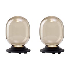 Set of 2 Black Stratos Capsule Table Light by Dechem Studio