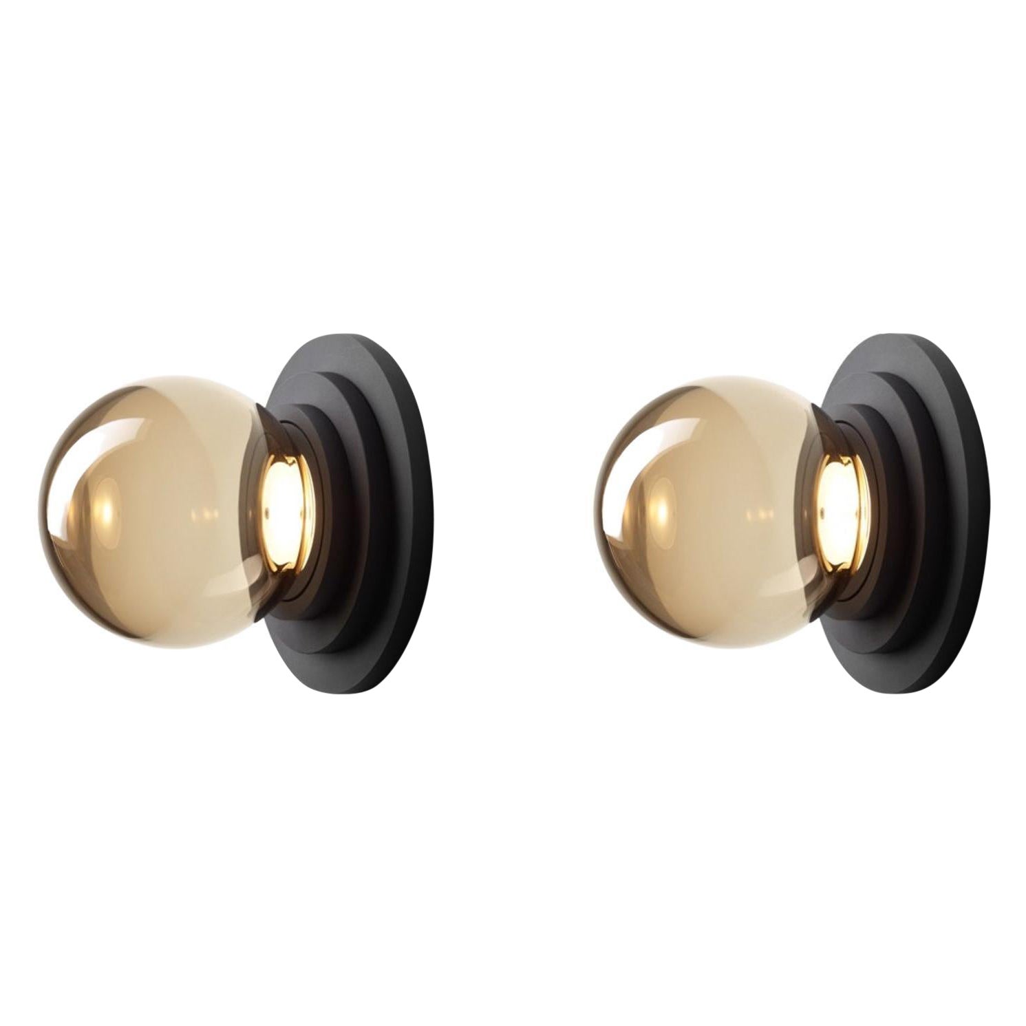 Set of 2 Black Stratos Mini Ball Wall Light by Dechem Studio