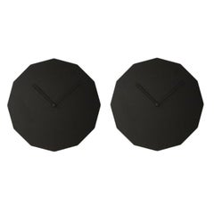 Set of 2 Black Twelve Wall Clocks by Sebastian Scherer