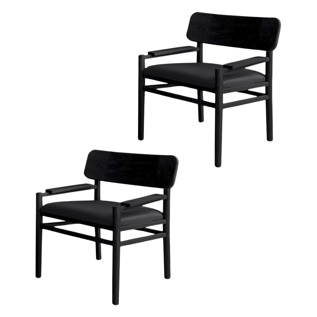 Set of 2 Black XVI Décima Sexta Lounge Chairs by Joel Escalona For Sale