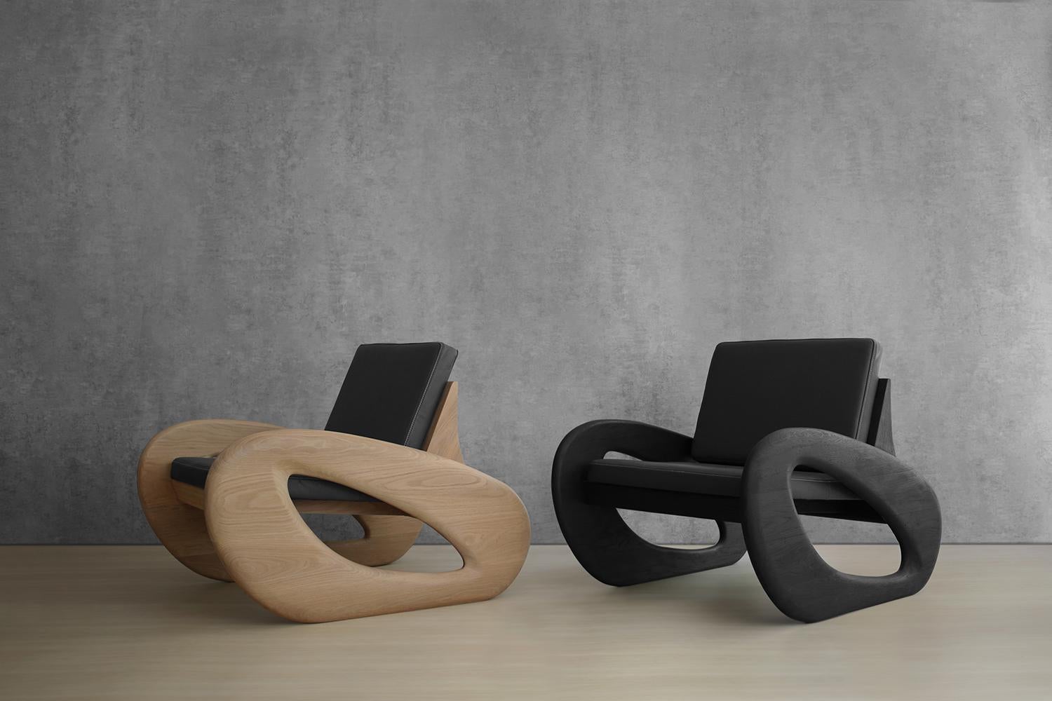Post-Modern Set of 2 Black XVII Sherman Lounge Chairs by Arturo Verástegui For Sale