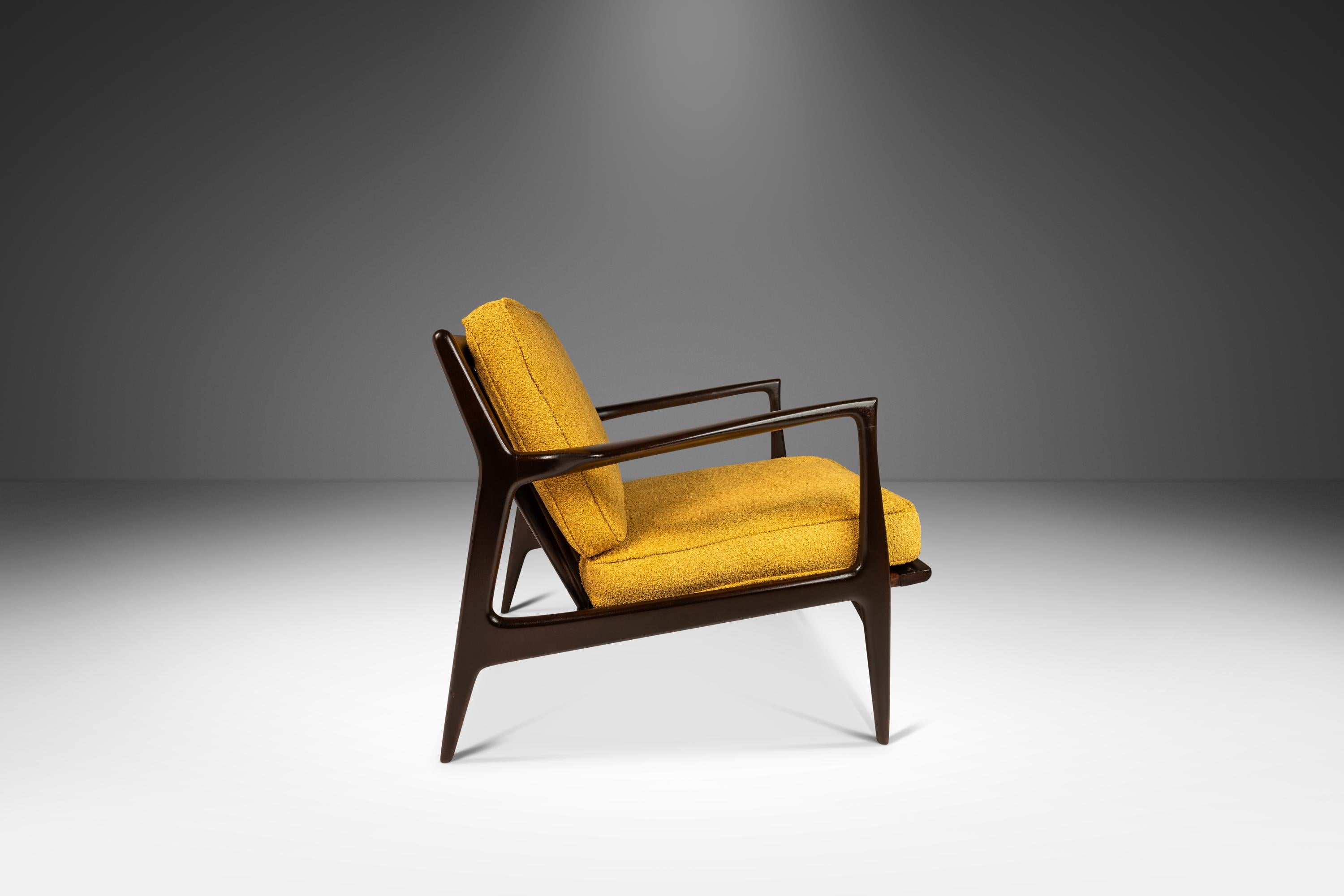 Mid-20th Century Set of 2 'Blade Arm' Lounge Chairs by Ib Kofod Larsen for Selig, Denmark, 1960's