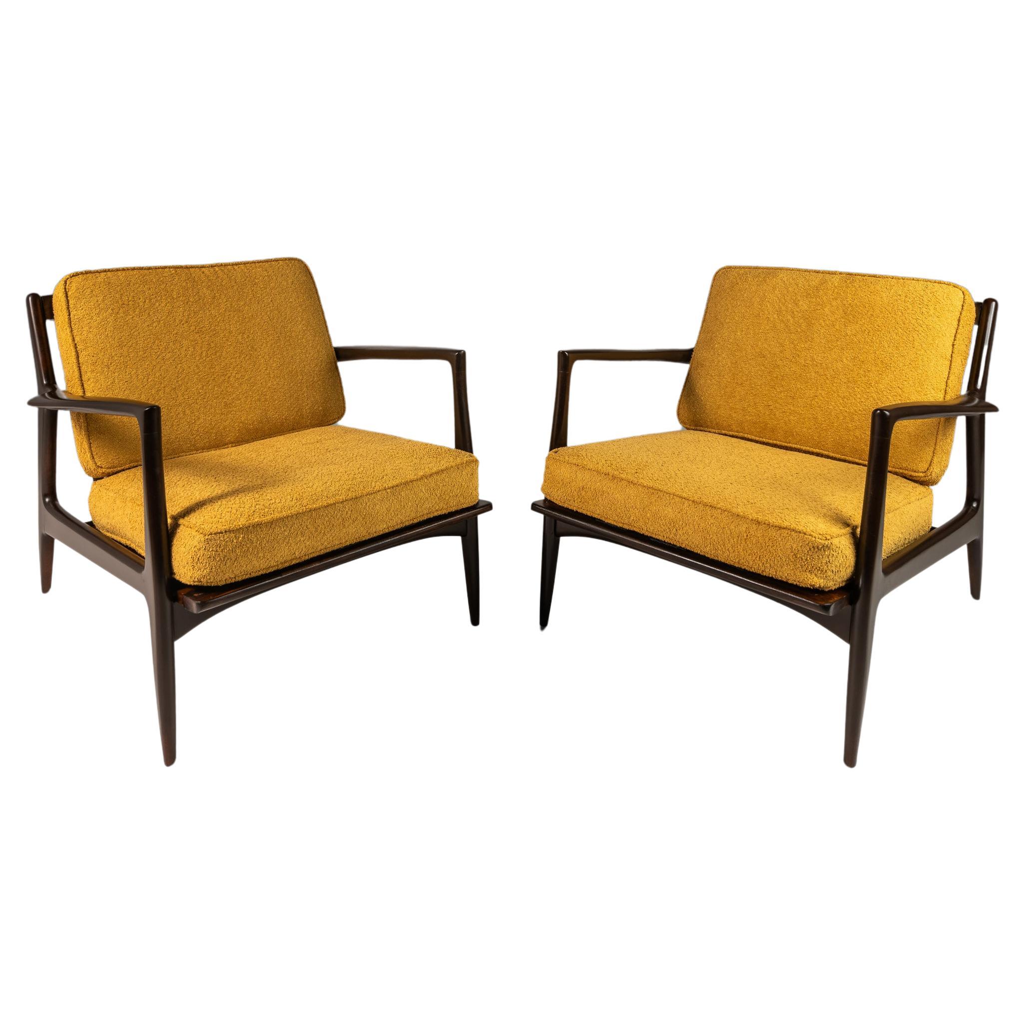 Set of 2 'Blade Arm' Lounge Chairs by Ib Kofod Larsen for Selig, Denmark, 1960's