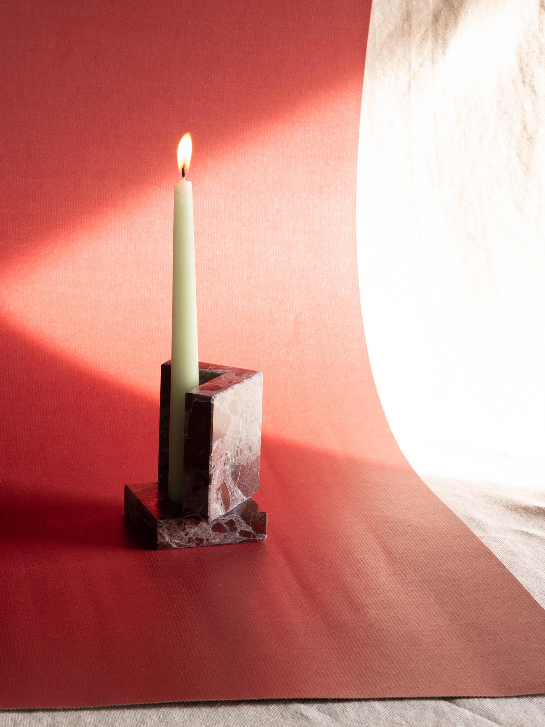 Italian Set Of 2 Block Candle Holders by Studionudo For Sale