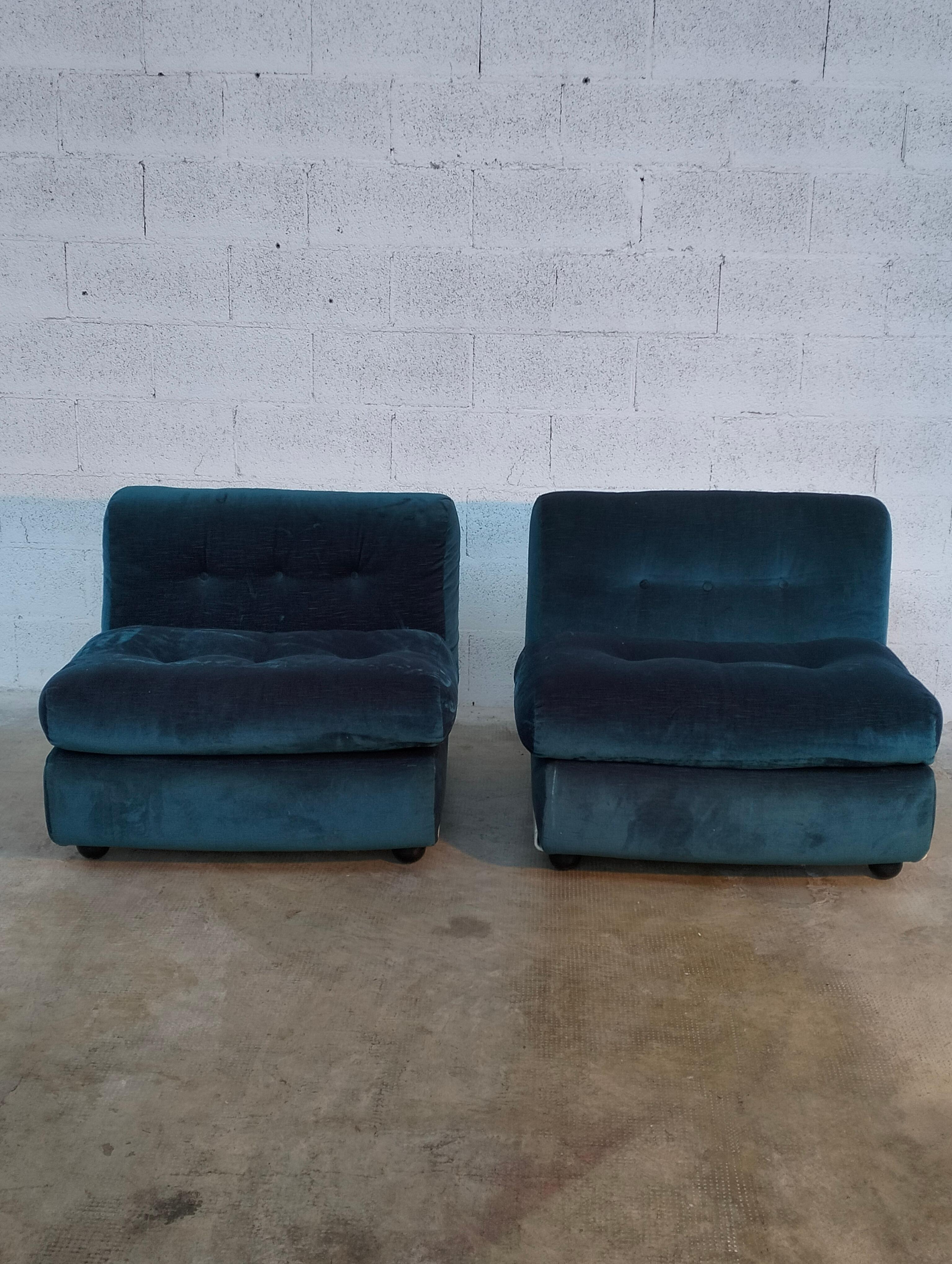 Ensemble de 2 chaises longues Amanta bleues de Mario Bellini pour C&B Italia, 1970 en vente 7