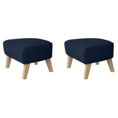 Set of 2 Blue and Natural Oak Sahco Zero Footstool by Lassen