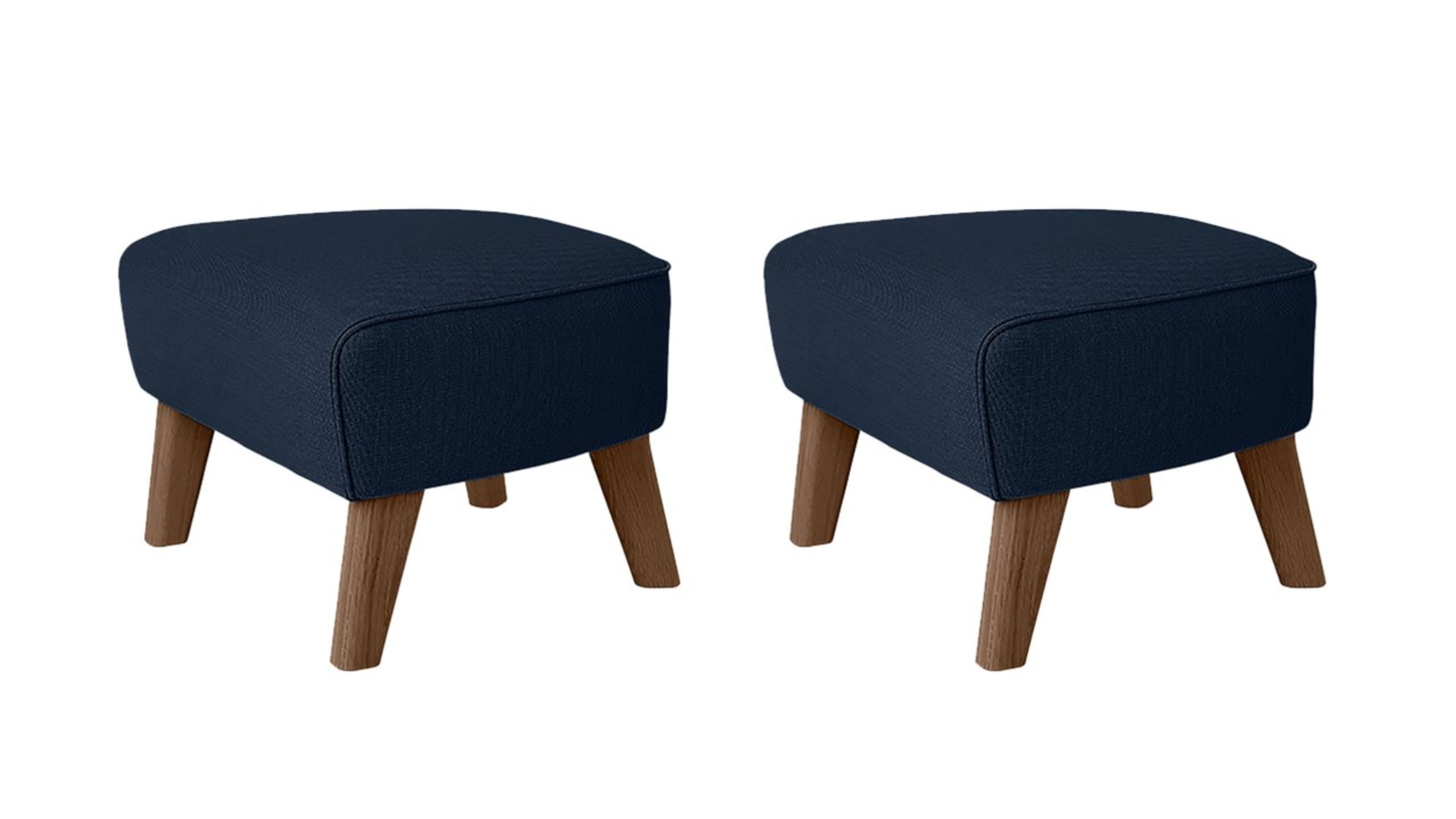 Set of 2 blue and smoked Oak Sahco zero footstool by Lassen
Dimensions: w 56 x d 58 x h 40 cm 
Materials: Textile
Also Available: Other colors available.

The My Own Chair footstool has been designed in the same spirit as Flemming Lassen’s
