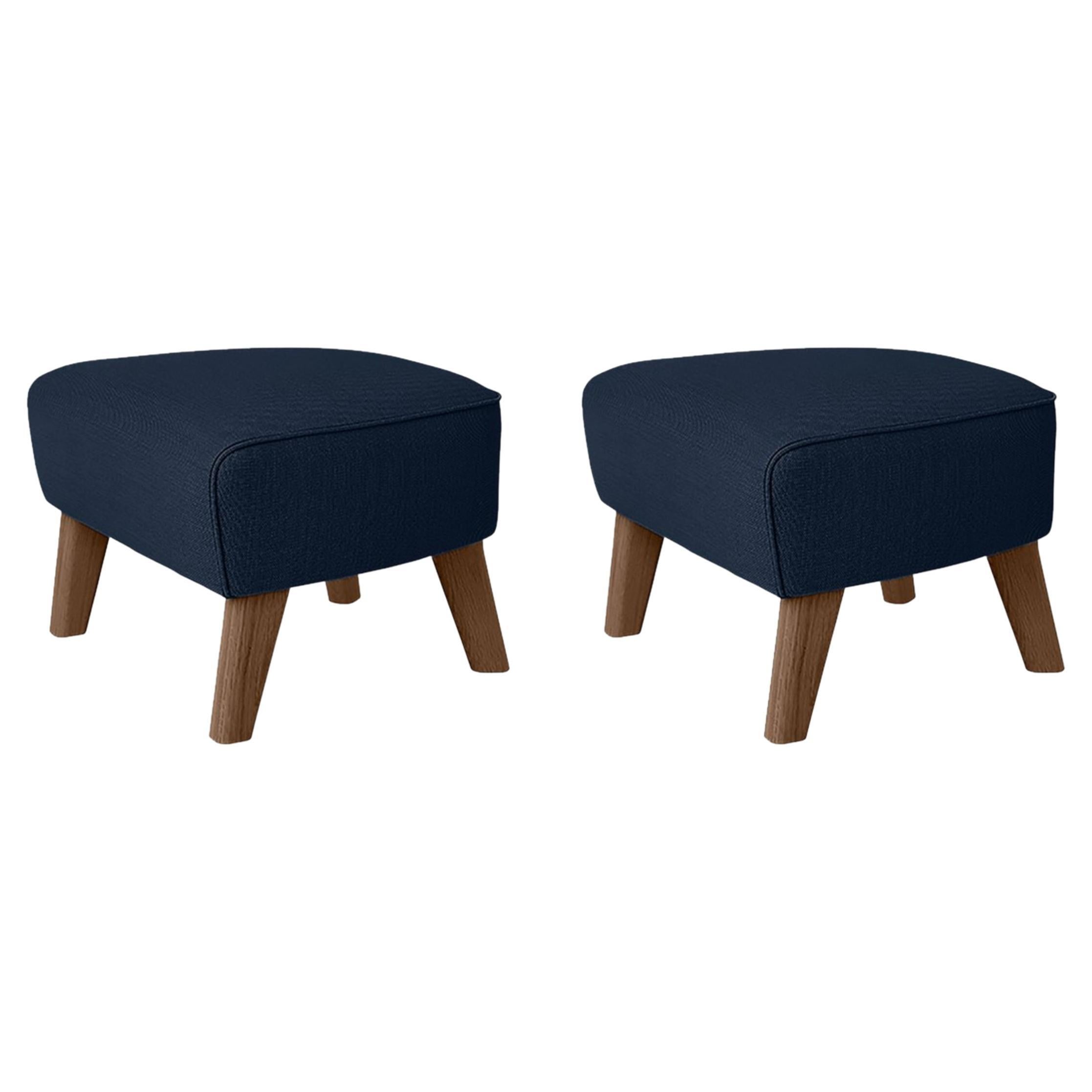 Set of 2 Blue and Smoked Oak Sahco Zero Footstool by Lassen For Sale