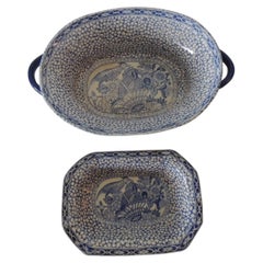 Set of '2' Blue and White William Adams Serving Bowls