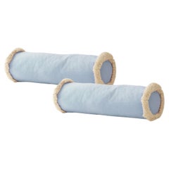 Set de 2 cojines de terciopelo azul Bolsters Deluxe hechos a mano