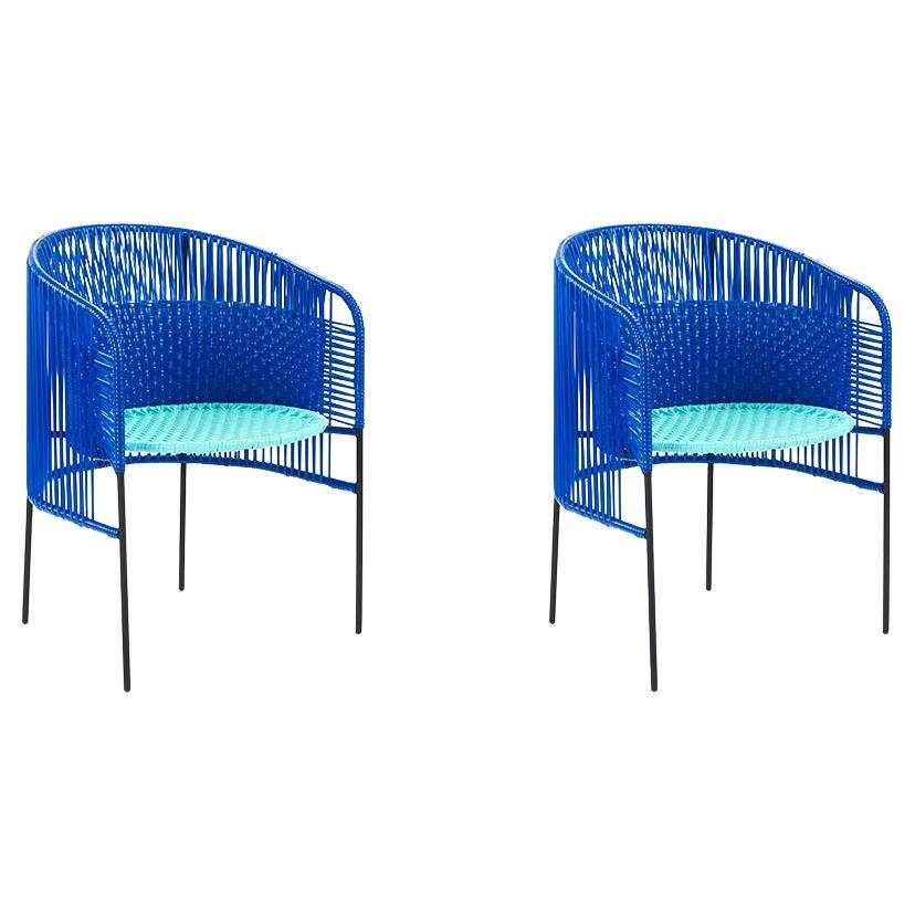 Set of 2 Blue Caribe Dining Chair by Sebastian Herkner