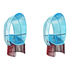 Set of 2 Blue Cartagenas Reina Chair by Sebastian Herkner