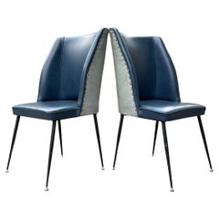 Set of 2 Blue Dining Chairs, Italy, 1950s