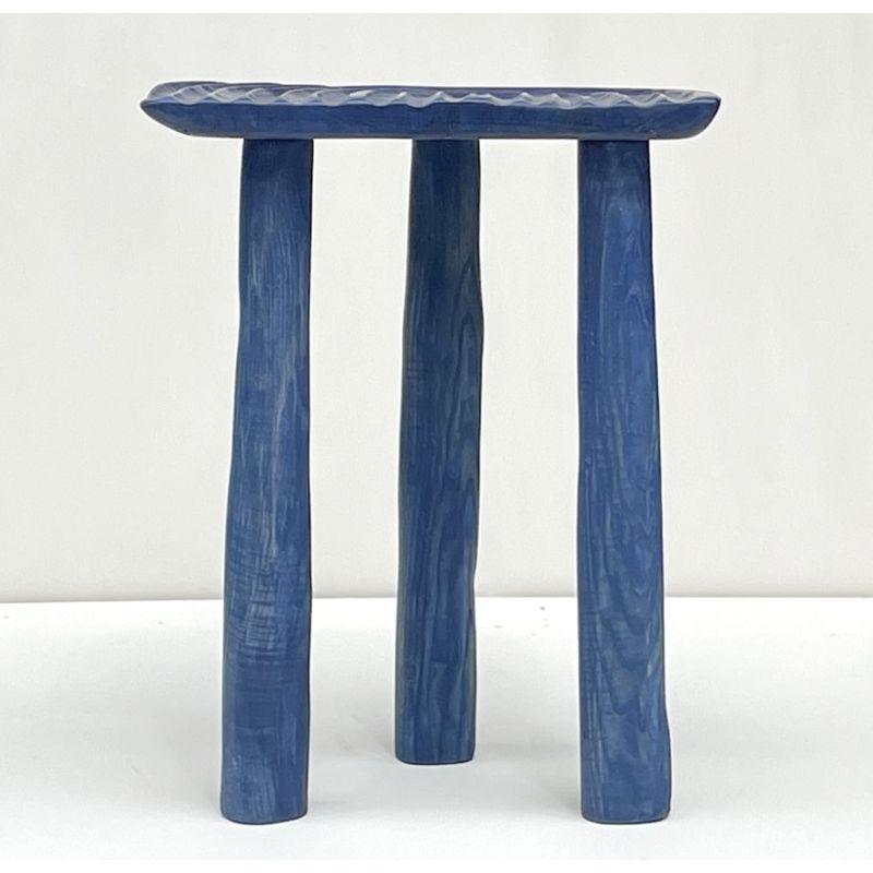 Stained Set of 2 Blue Fingerprint Stools by Victor Hahner