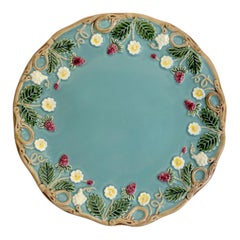 Set of 2 blue flowery "George Sand" dessert plates, earthenware
