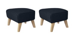 Lote de 2 taburetes reposapiés azul y roble natural Raf Simons Vidar 3 My Own Chair de Lassen