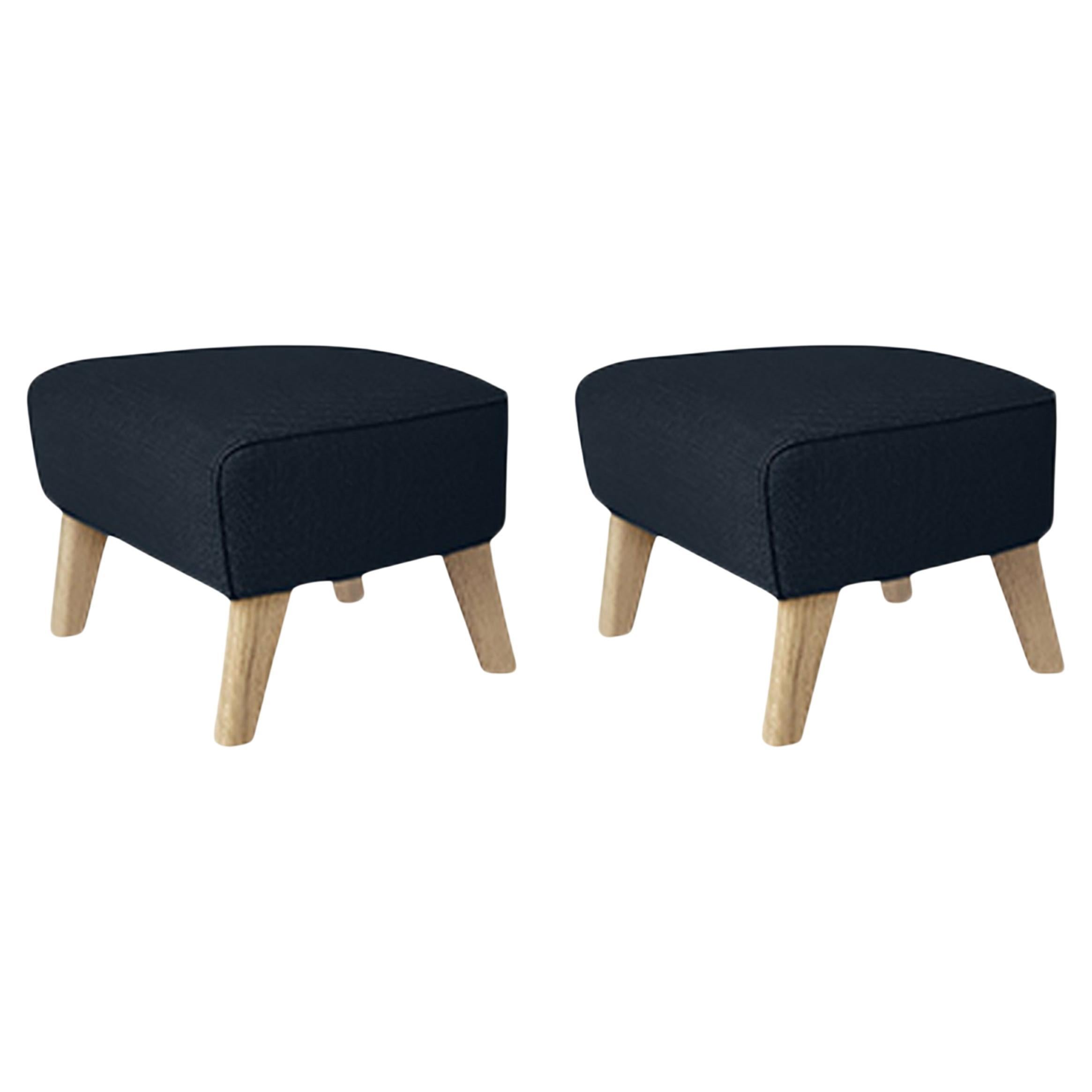 Set of 2 Blue, Natural Oak Raf Simons Vidar 3 My Own Chair Footstools by Lassen For Sale