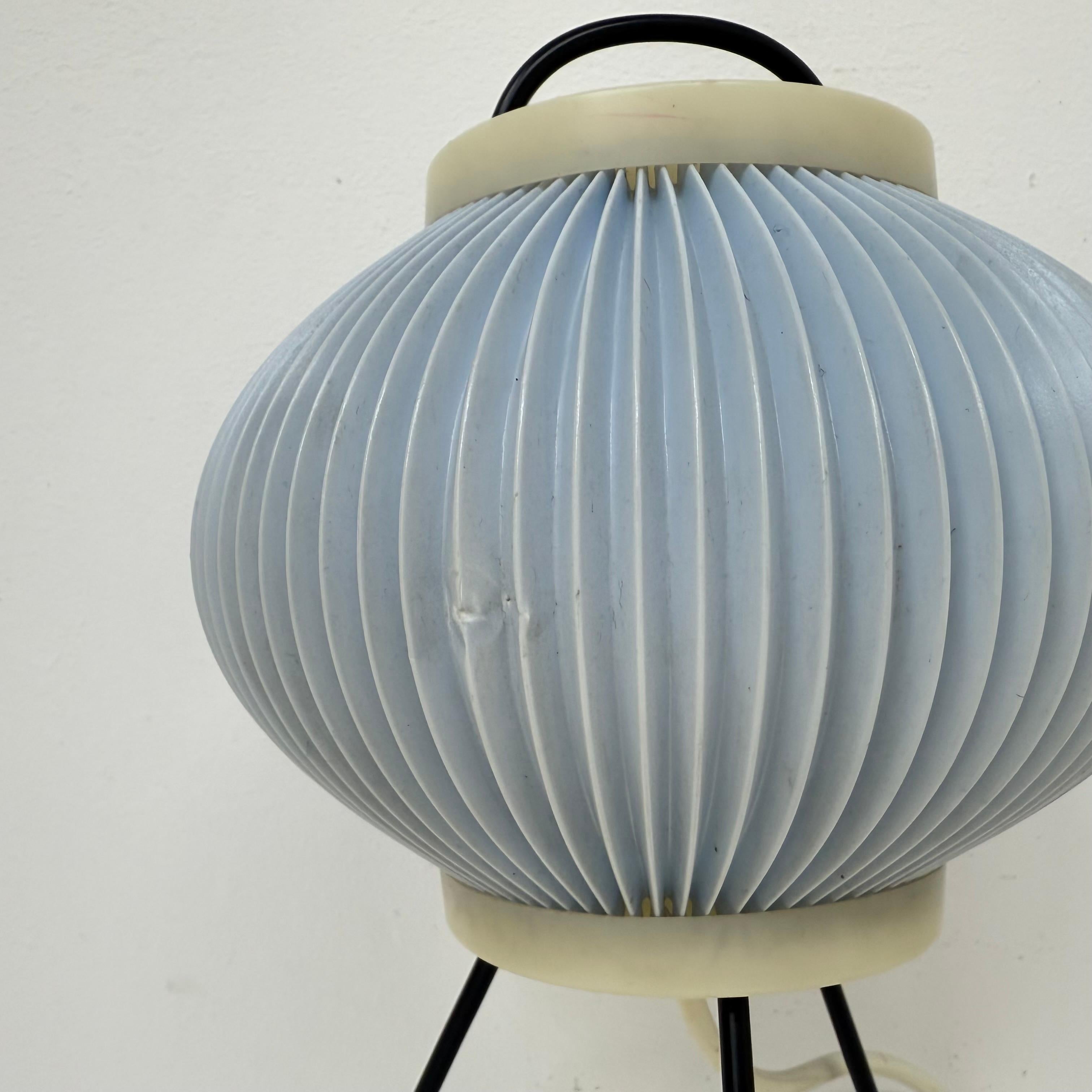 Set of 2 blue ripsal table lamps tripod , 1950s For Sale 5