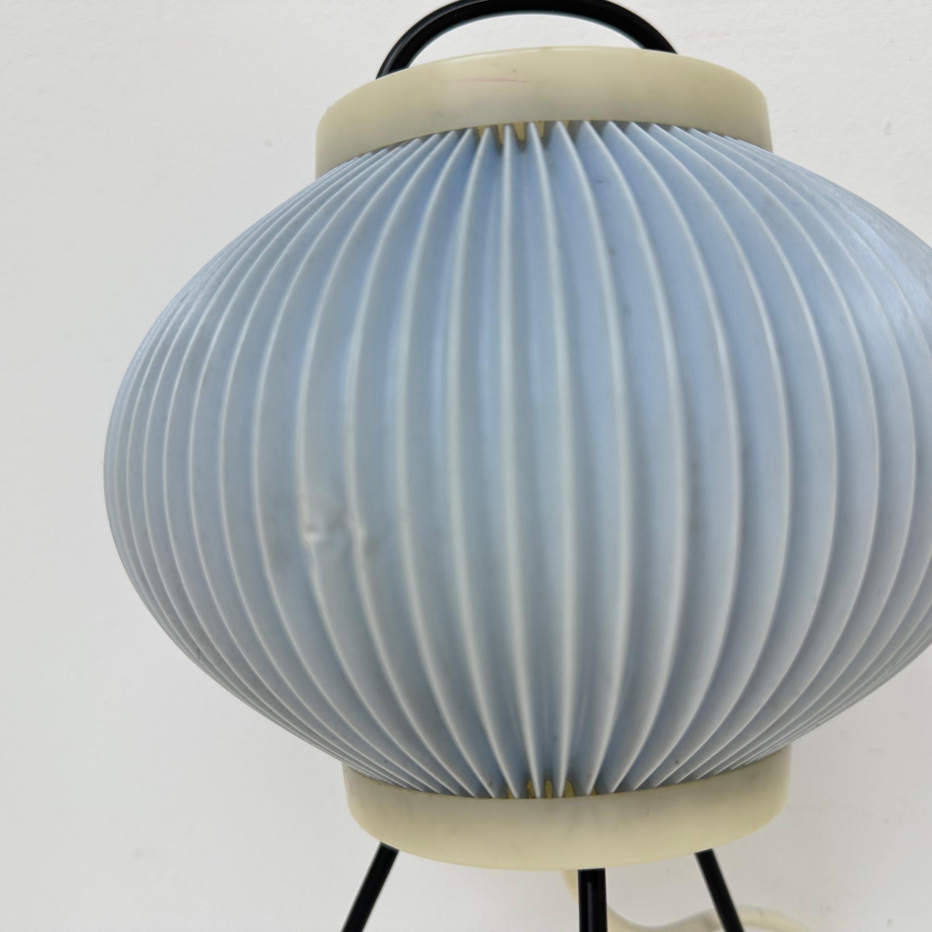 Set of 2 blue ripsal table lamps tripod , 1950s For Sale 6