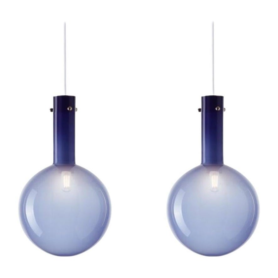 Set of 2 Blue Sphaerae Pendant Lights by Dechem Studio For Sale