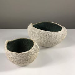 Set of 2 Boat Shaped Bowls with Glaze by Yumiko Kuga