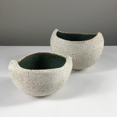 Set of 2 Boat Shaped Ceramic Bowls with Glaze by Yumiko Kuga