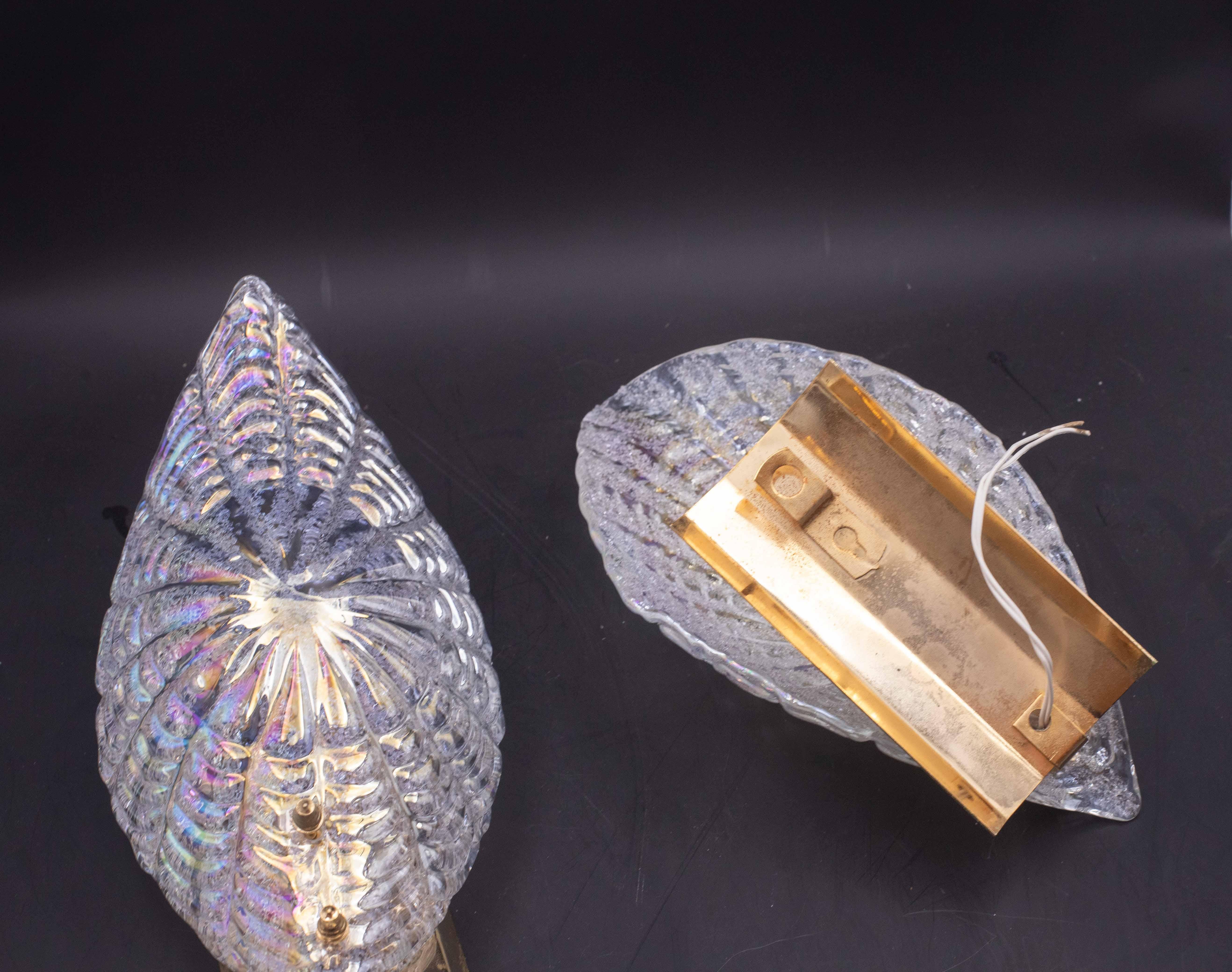 2er Set Bogotà, Wandleuchte schillernde Regenbogenfarbe Murano Glas Lights, 1970er im Angebot 1