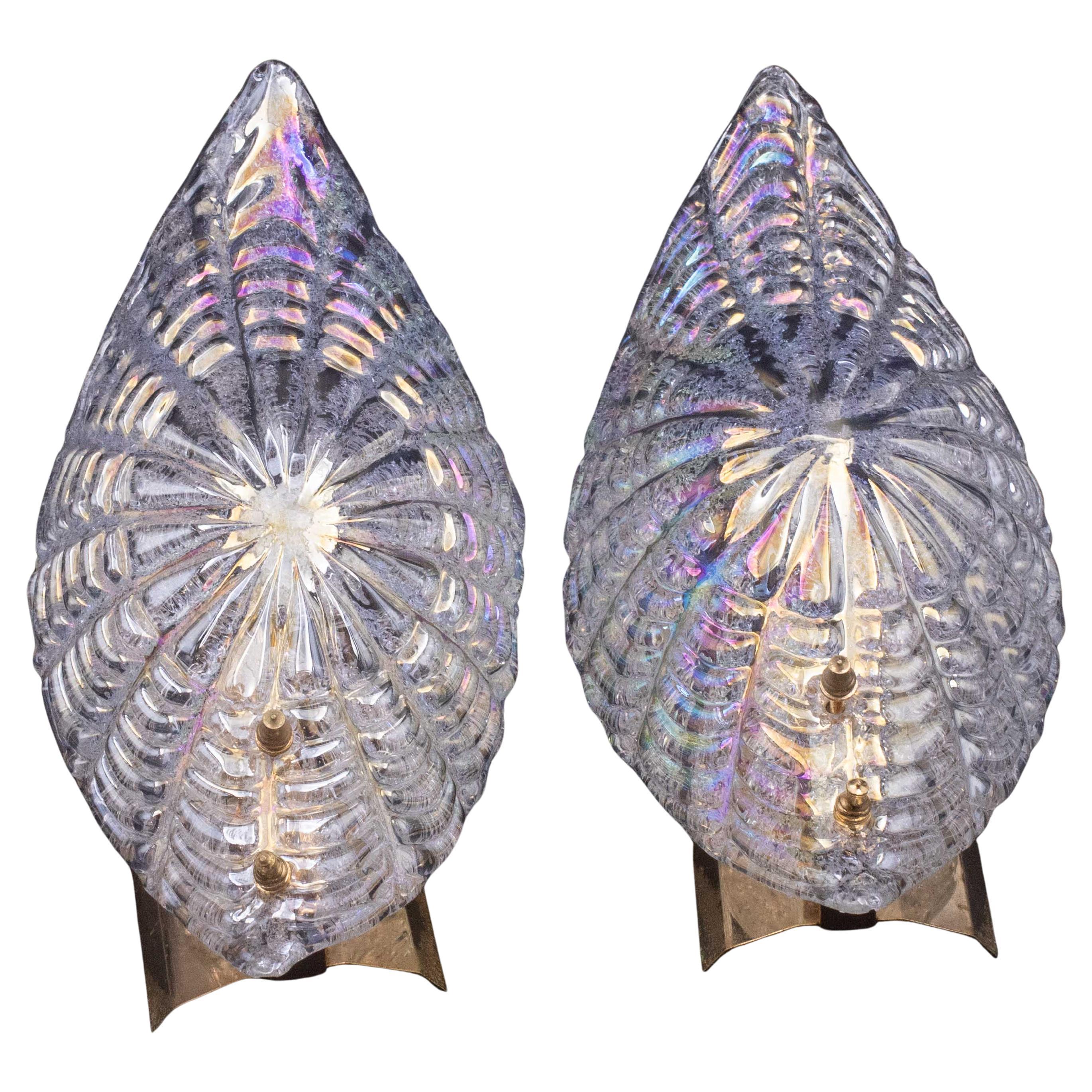 2er Set Bogotà, Wandleuchte schillernde Regenbogenfarbe Murano Glas Lights, 1970er