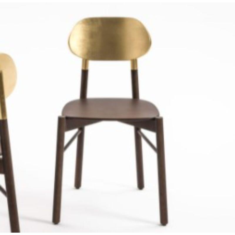 Modern Set of 2, Bokken Chair, Beech Structure Stained, Gold Leaf by Colé Italia For Sale
