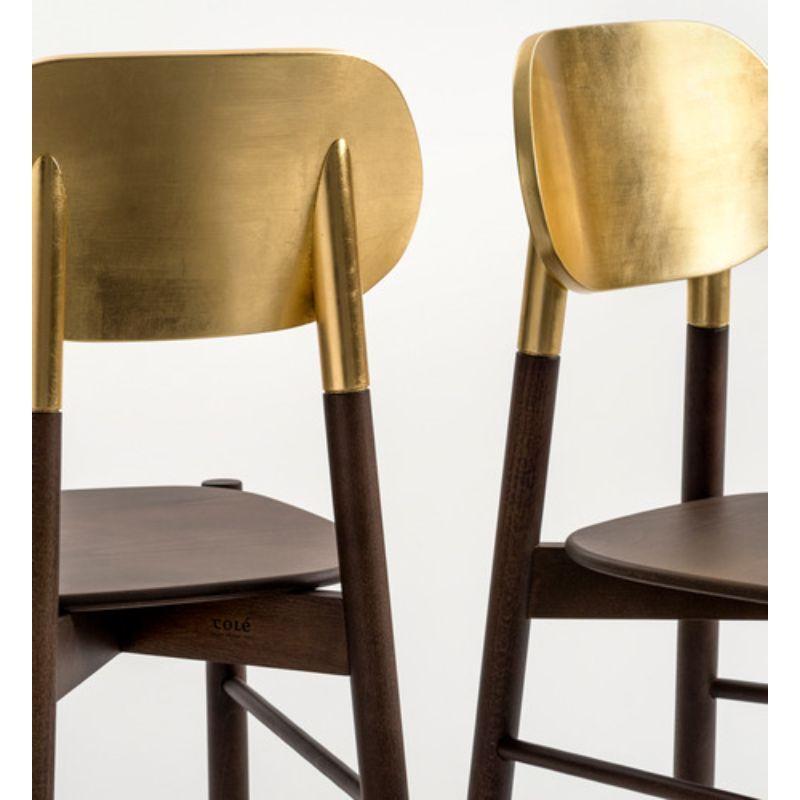 Other Set of 2, Bokken Chair, Beech Structure Stained, Gold Leaf by Colé Italia For Sale