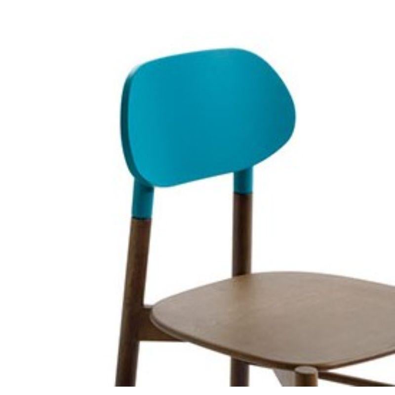 Moderne Ensemble de 2, chaise Bokken, structure en hêtre turquoise, laqué par Colé Italia en vente