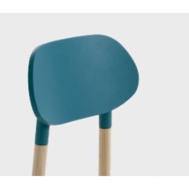 Modern Set of 2, Bokken Upholstered Chair, Beech & Aqua-Marine, Ottanio by Colé Italia For Sale