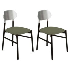 Set of 2, Bokken Upholstered Chair, Black & Silver, Grigio by Colé Italia