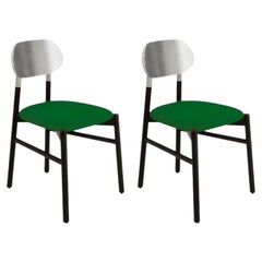 Ensemble de 2 chaises tapissées Bokken, noir et argent, Menta de Colé Italia