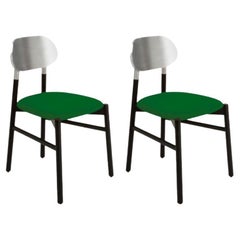 Set of 2, Bokken Upholstered Chair, Black & Silver, Menta by Colé Italia