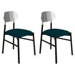 Set of 2, Bokken Upholstered Chair, Black & Silver, Ottanio by Colé Italia