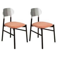 Set of 2, Bokken Upholstered Chair, Black & Silver, Rosa by Colé Italia