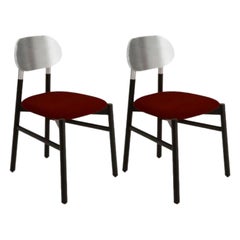 Ensemble de 2 chaises tapissées Bokken, noir et argent, Rosso by Colé Italia
