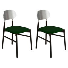 Set of 2, Bokken Upholstered Chair, Black & Silver, Smeraldo by Colé Italia