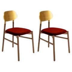 Set of 2, Bokken Upholstered Chair, Canaletto & Gold, Rosso by Colé Italia