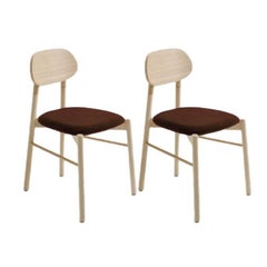 Set of 2, Bokken Upholstered Chair, Natural Beech, Visone by Colé Italia