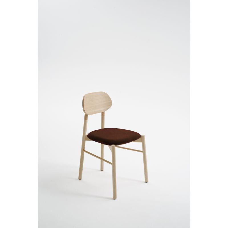 Modern Set of 2, Bokken Upholstered Chair, Natural Beech, Visone by Colé Italia For Sale