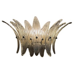 Set of 2 Bold Murano Glass Wall Sconces with Glass Feather Prisms
