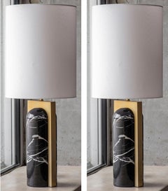 Set of 2 Book Ends Table Lamps by Square in Circle