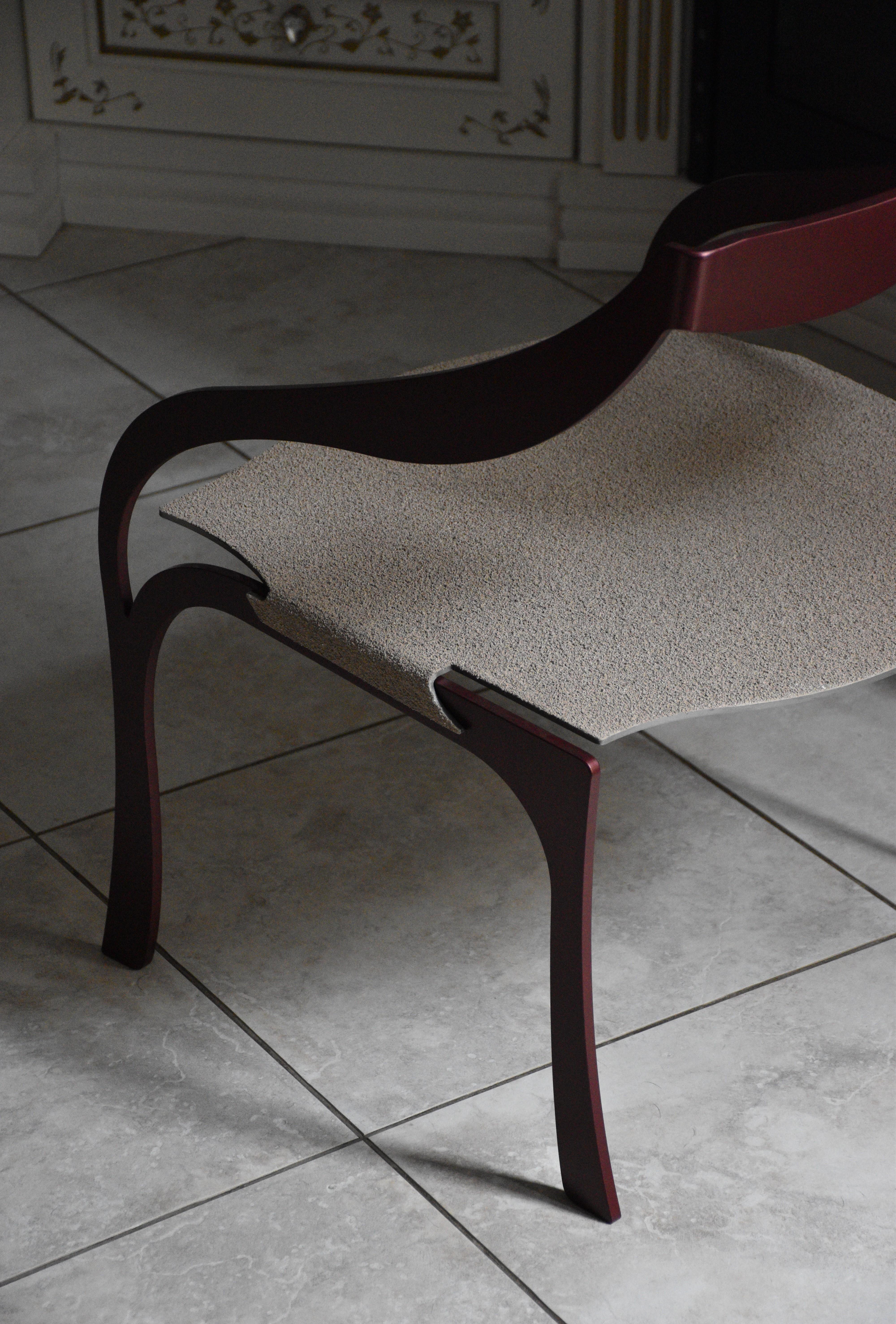 2er-Set bordeauxfarbene Break-Sessel von WM Metal Design (21. Jahrhundert und zeitgenössisch) im Angebot