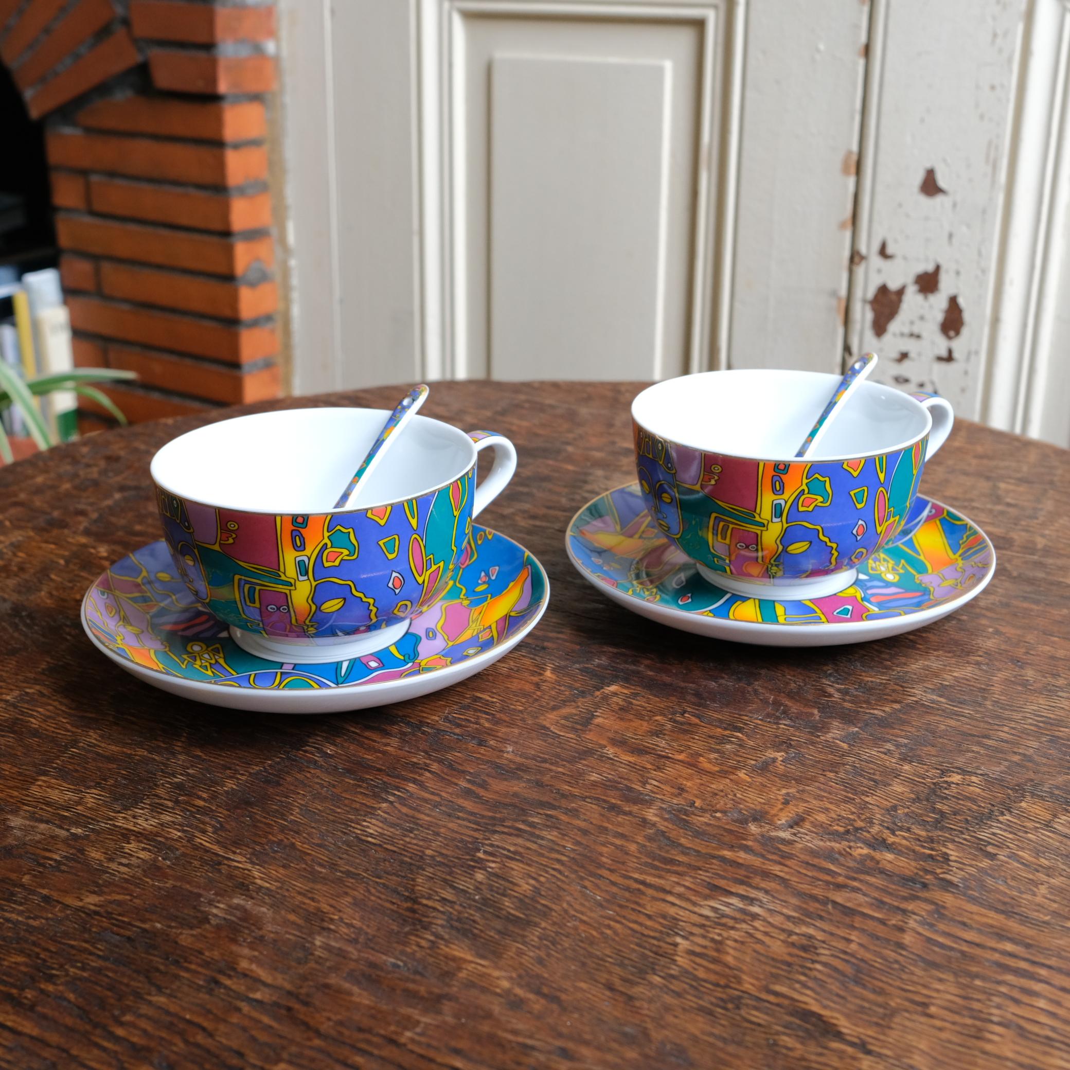 Postmoderne Ensemble de 2 bols par Décor du Galion, modèle So French, Limoges, années 1990