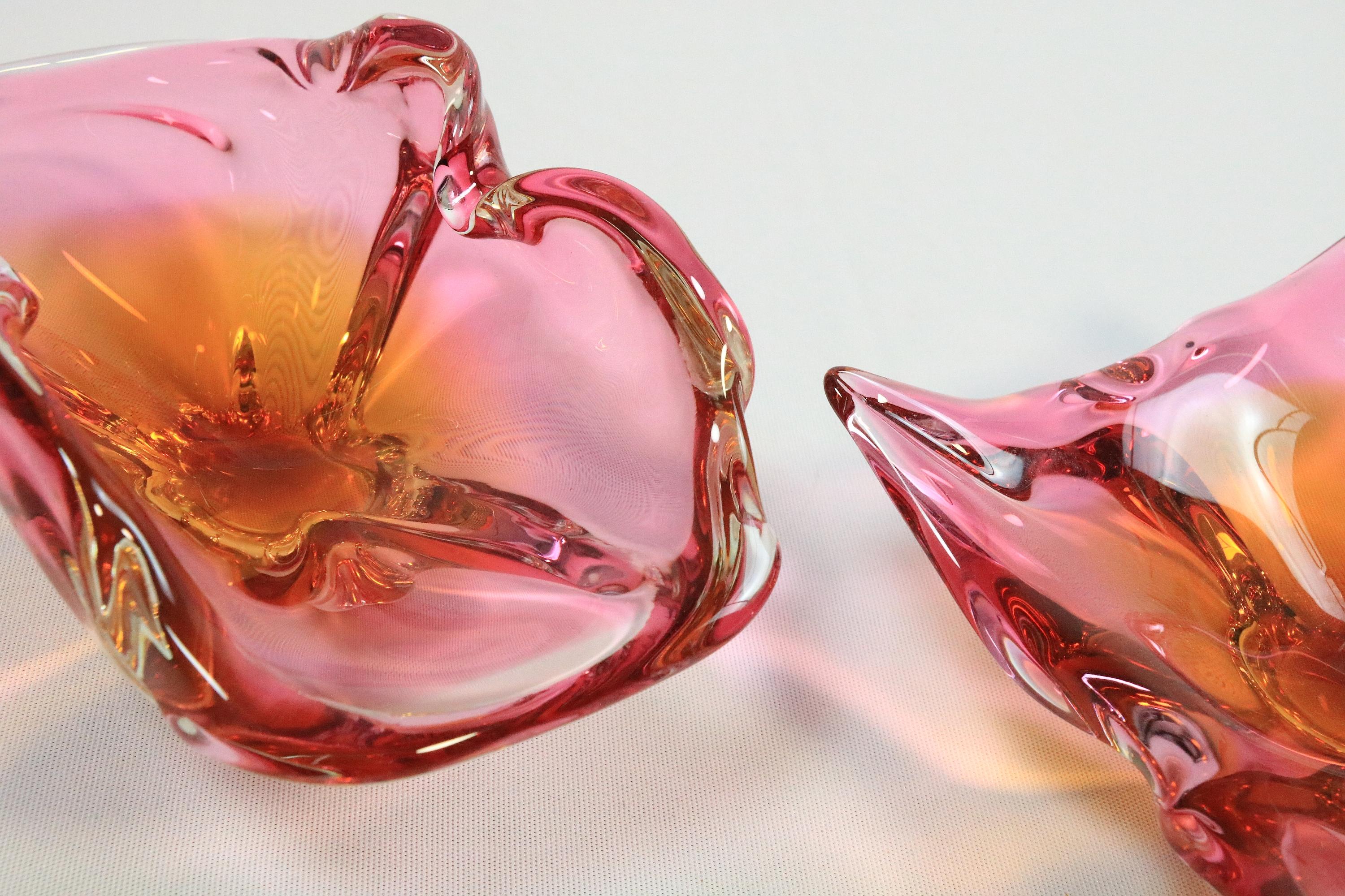 Fine XX secolo Set di 2 ciotole, Bohemia Crystal, ceco, Josef Hospodka, Chribska, anni '70 in vendita